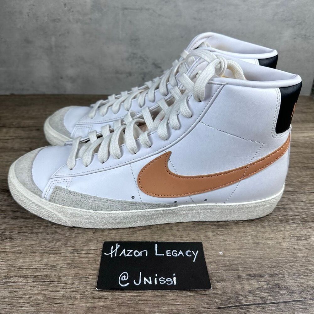 Nike~Men’s~Blazer Mid '77 Vintage Shoes “White/Amber Brown” ~Size 10.5